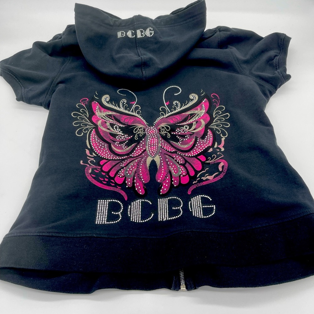BCBGMaxAzria Butterfly Bling French Terry Knit Short Sleeve Jacket, Size XL,NWOT